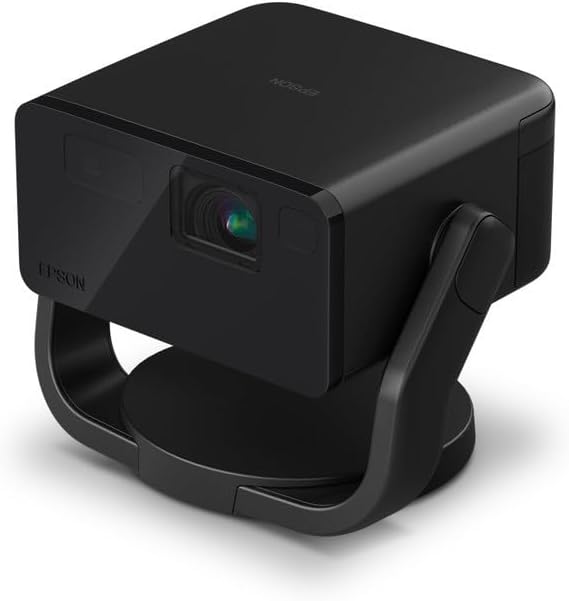 Epson EF-22B Mini Smart 3LCD Projector with Pan & Tilt Stand, Full HD, 1000 Lumens, 150 Inch Display with HDR, Google TV, Dolby Atmos Sound, Gaming & Home Cinema Laser Projector – Metallic Black