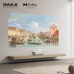 XGIMI Laser Projector showcasing 4K visuals and modern design in a home theater setup