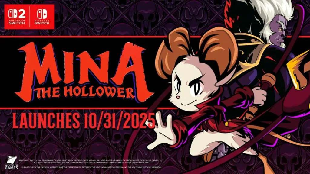 Mina the Hollower pixel-art gameplay on Nintendo Switch showcasing gothic dungeon setting