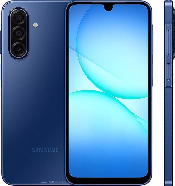 Samsung Galaxy A17 5G showing AMOLED screen and triple camera setup