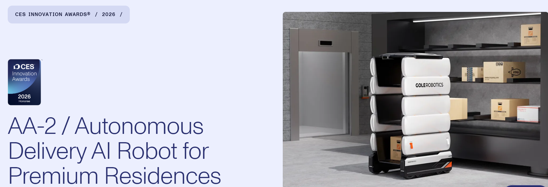 AA-2 autonomous delivery AI robot navigating a luxury smart residence interior