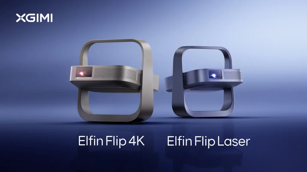 XGIMI Elfin Flip Laser 1080p projector on shelf
