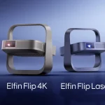 XGIMI Elfin Flip Laser 1080p projector on shelf